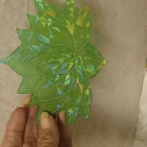 HOLOGRAPHIC GREEN LOTUS FLOWER, RÈSIN ARTWORK, (HANDMADE)
